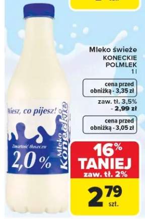 Mleko świeże Koneckie Polmlek zaw. tł. 2%