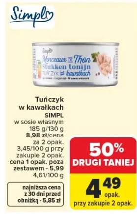 Tuńczyk w kawałkach w sosie własnym Simpl