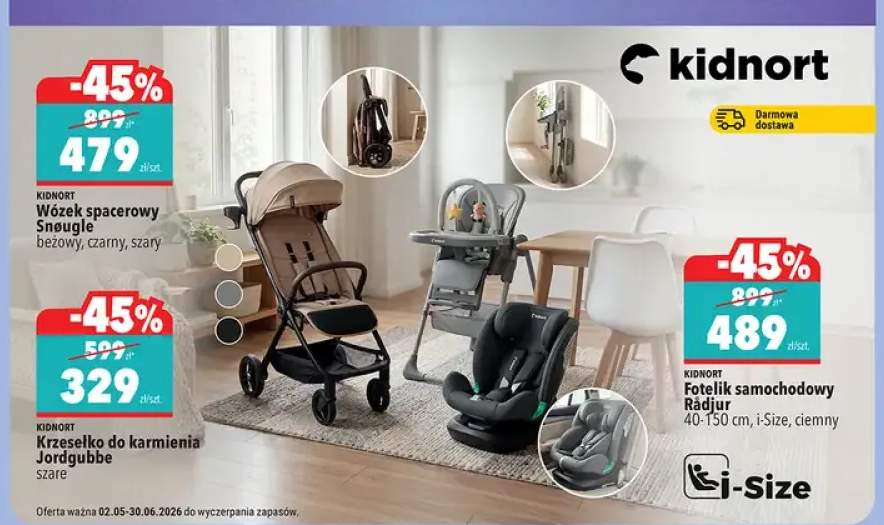 Fotelik samochodowy KIDNORT Rådjur 40-150cm i-Size ciemny