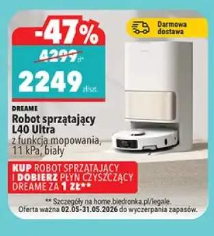 Robot sprzątający L40 Ultra z funkcją mopowania 11 kPa biały DREAME
