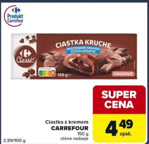 Ciastka kruche z kremem czekoladowym Carrefour Classic