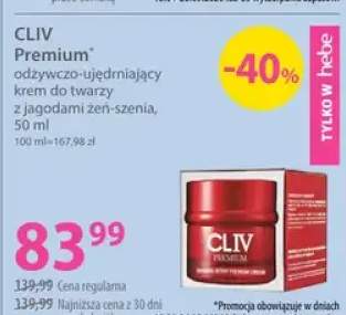 Odżywczo-ujędrniający krem do twarzy z jagodami żeń-szenia Cliv Premium