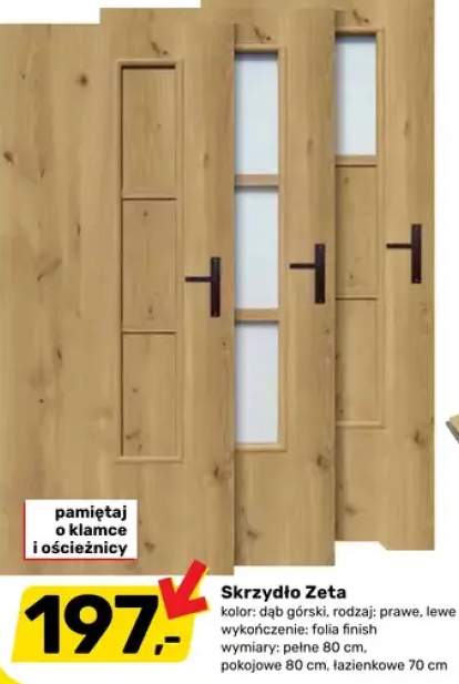 Skrzydło Zeta dąb górski folia finish pełne 80cm