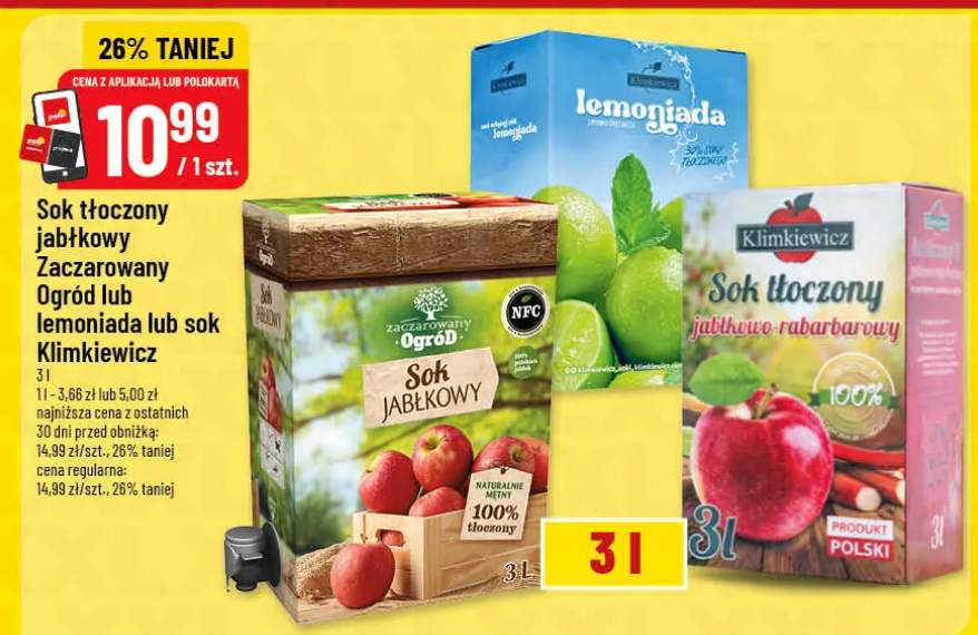Sok tłoczony jabłkowo-rabarbarowy Klimkiewicz