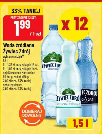 Woda źródlana Żywiec Zdrój delikatnie musująca