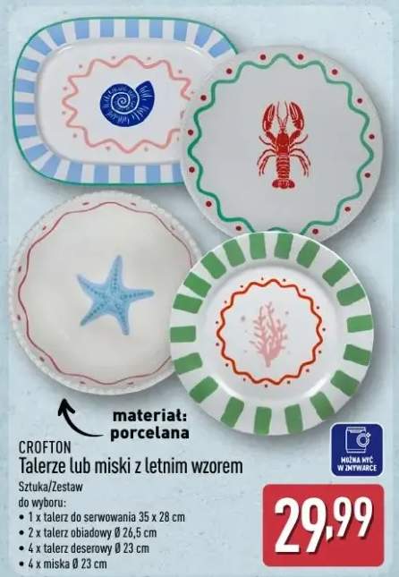 Talerze lub miski z letnim wzorem Crofton