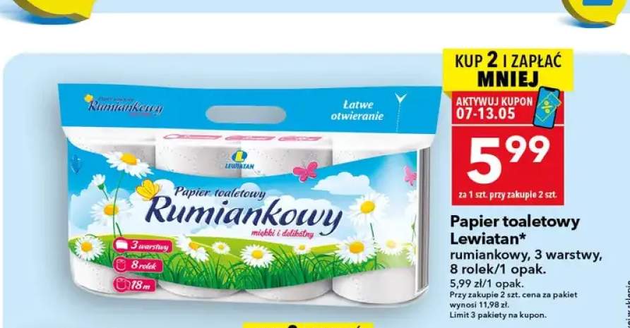 Papier toaletowy rumiankowy 3 warstwy Lewiatan