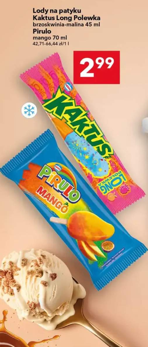 Lody na patyku Kaktus Long Polewka brzoskwinia-malina