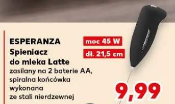 Spieniacz do mleka Latte Esperanza 45W dł.21,5cm