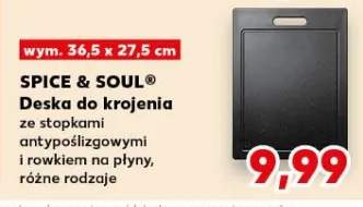Deska do krojenia ze stopkami antypoślizgowymi i rowkiem na płyny Spice & Soul 36,5x27,5cm