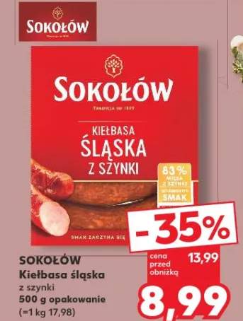 Kiełbasa śląska z szynki Sokołów
