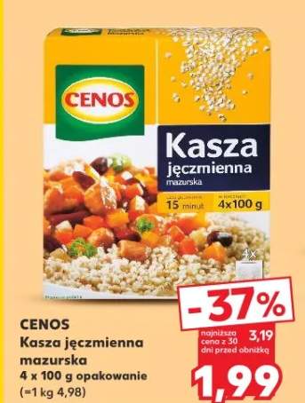 Kasza jęczmienna mazurska Cenos 4x100g opakowanie