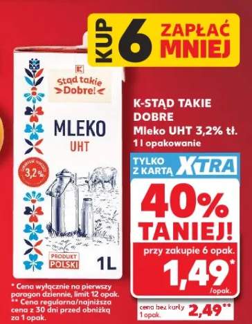 Mleko UHT 3,2% tł. K-Stąd Takie Dobre