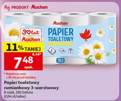 Papier toaletowy rumiankowy 3-warstwowy Auchan