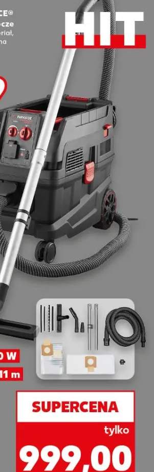 Odkurzacz warsztatowy Parkside Performance PPWD 30 B2 aplikacja/funkcja Smart Auto sterowanie i monitoring przez aplikację PARKSIDE moc zasysania 260 Airwatt z silnikiem o zmniejszonej emisji szumów moc znamionowa 1300W duży zasięg pracy do 11m