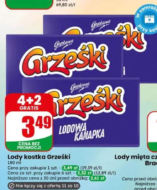 Lody kostka Grześki Goplana lodowa kanapka