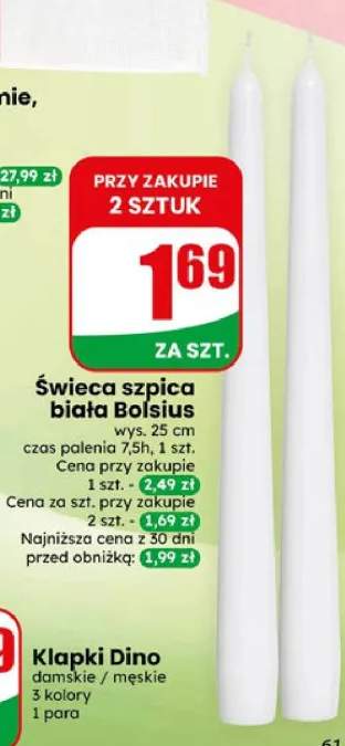 Świeca szpica biała Bolsius wys. 25cm