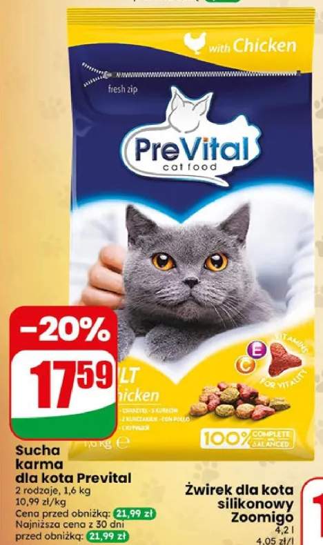 Sucha karma dla kota Prevital z kurczakiem