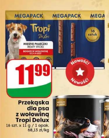 Przekąska dla psa z wołowiną Tropi Delux mięsne pałeczki