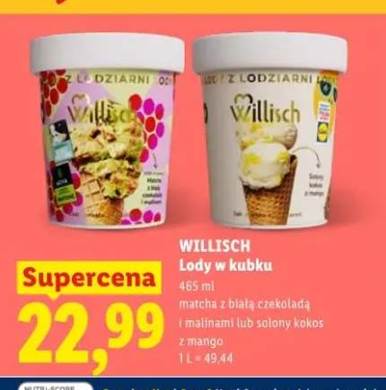 Lody w kubku Willisch solony kokos z mango