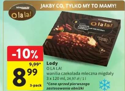 Lody O la la! wanilia czekolada mleczna migdały Intermarché