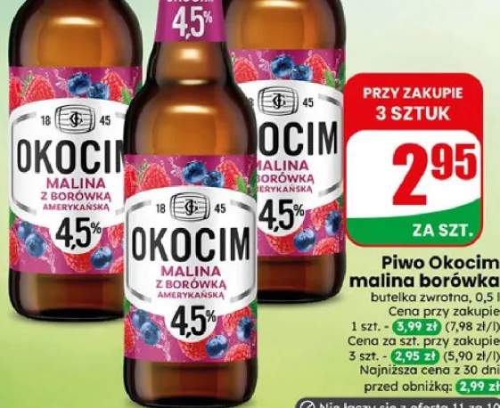 Piwo Okocim Malina z Borówką Amerykańską