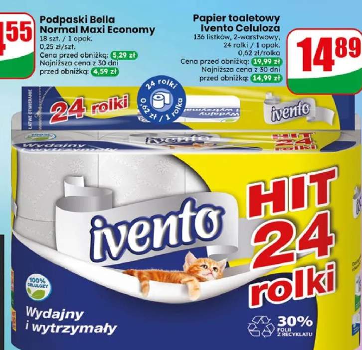 Papier toaletowy Ivento Celuloza 2-warstwowy