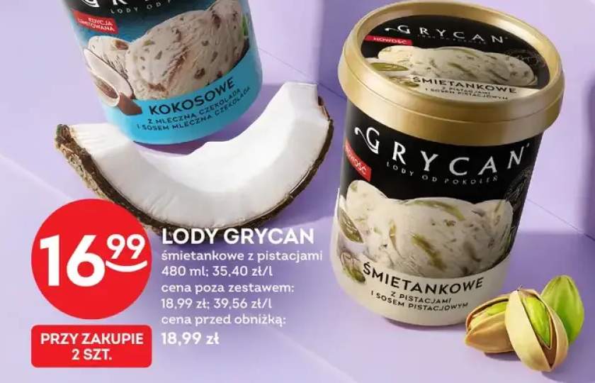 Lody Grycan śmietankowe z pistacjami
