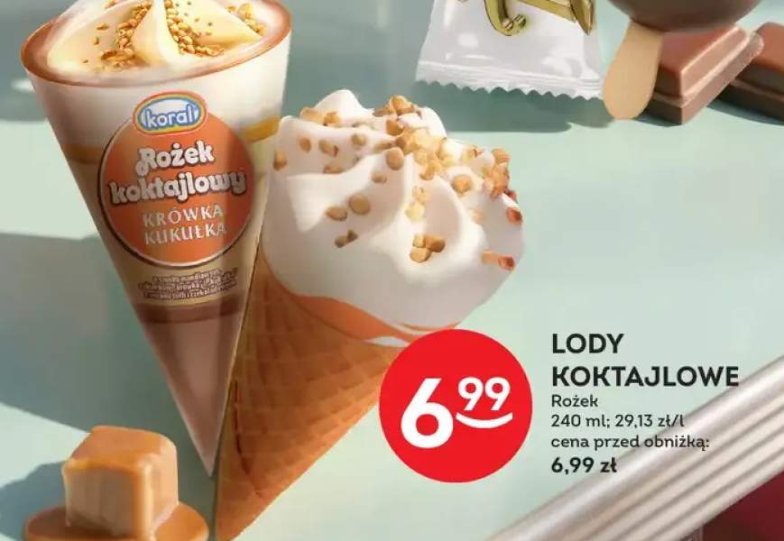 Lody koktajlowe Rożek Krówka Kukułka Koral