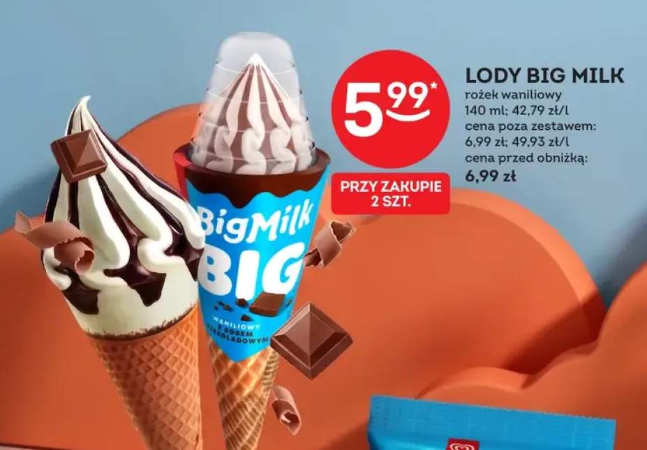 Lody Big Milk rożek waniliowy Algida