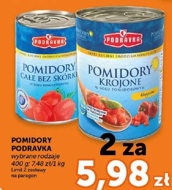 Pomidory krojone Podravka w soku pomidorowym
