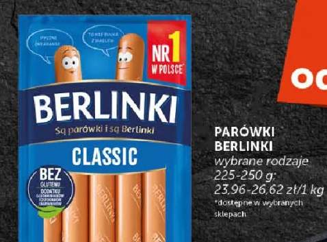 Parówki Berlinki Classic wybrane rodzaje