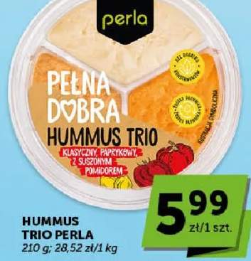Hummus Trio klasyczny paprykowy z suszonym pomidorem Perla