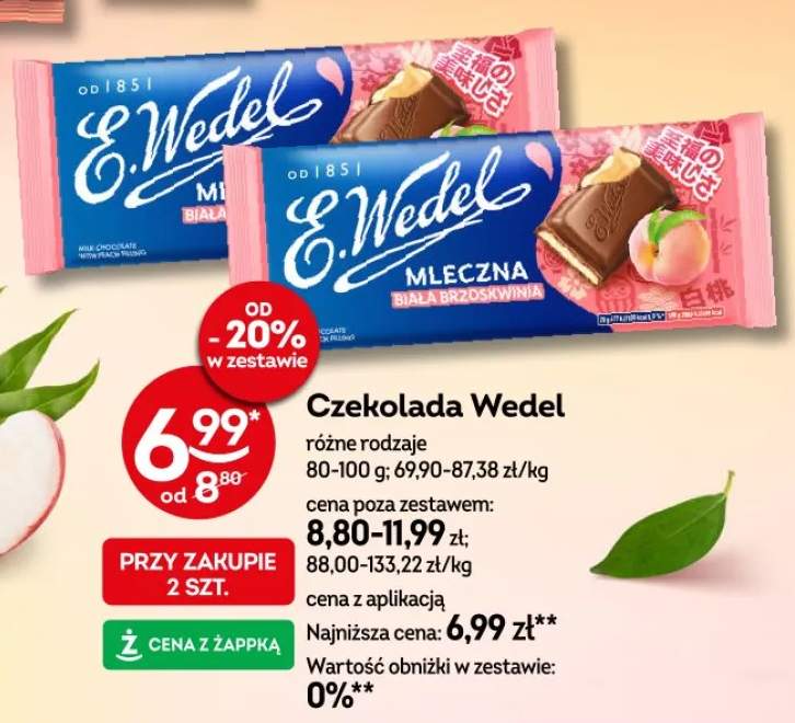 Czekolada E.Wedel mleczna biała brzoskwinia