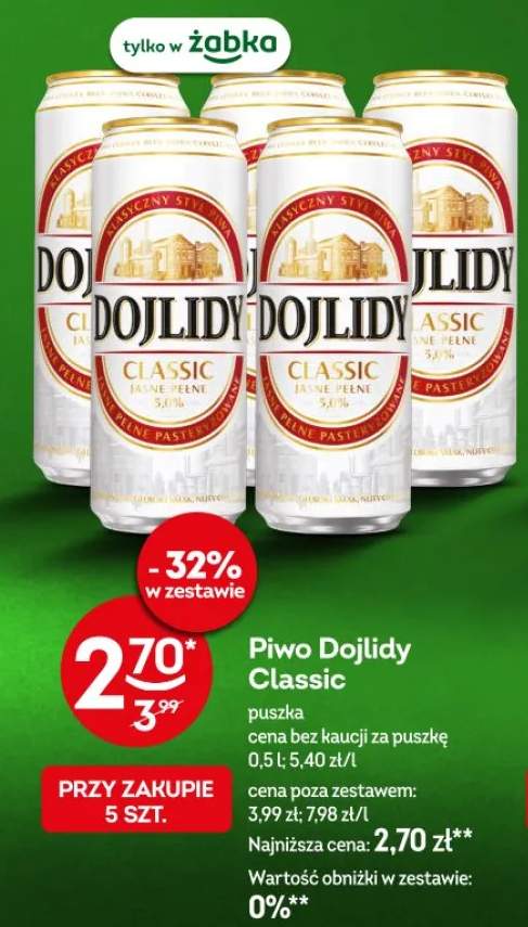 Piwo Dojlidy Classic puszka