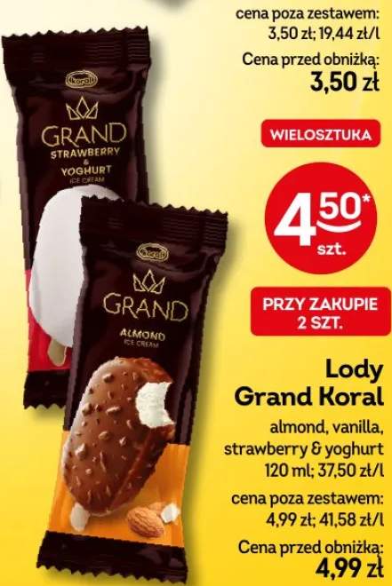 Lody Grand strawberry & yoghurt Koral