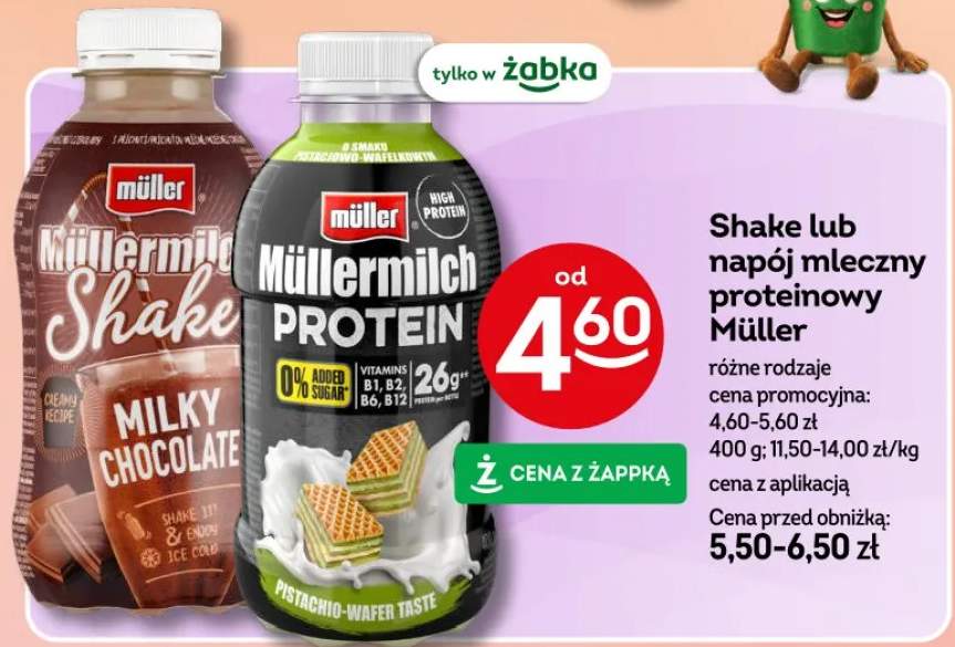 Napój mleczny proteinowy Müllermilch Protein pistacio-wafer taste Müller
