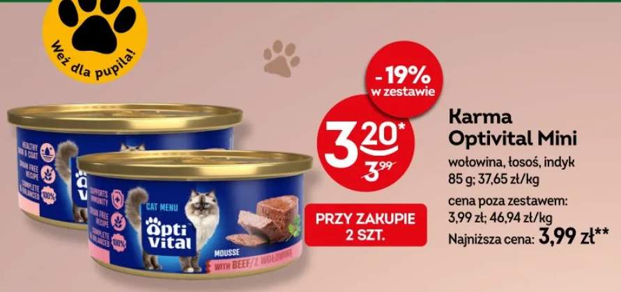 Karma dla kotów Optivital Mini indyk