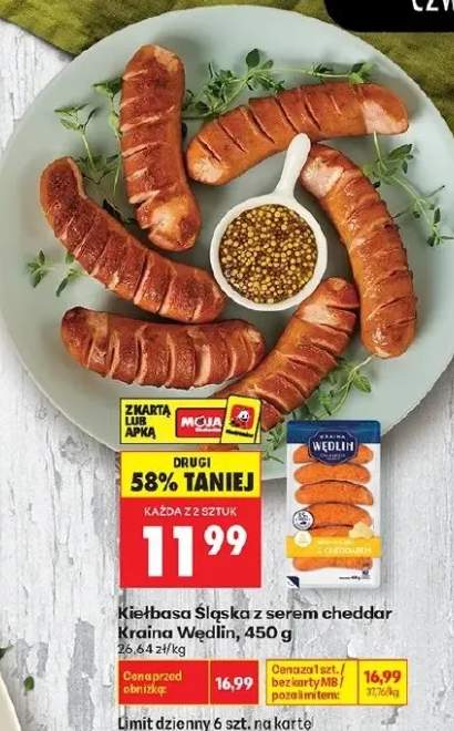 Kiełbasa śląska z serem cheddar Kraina Wędlin