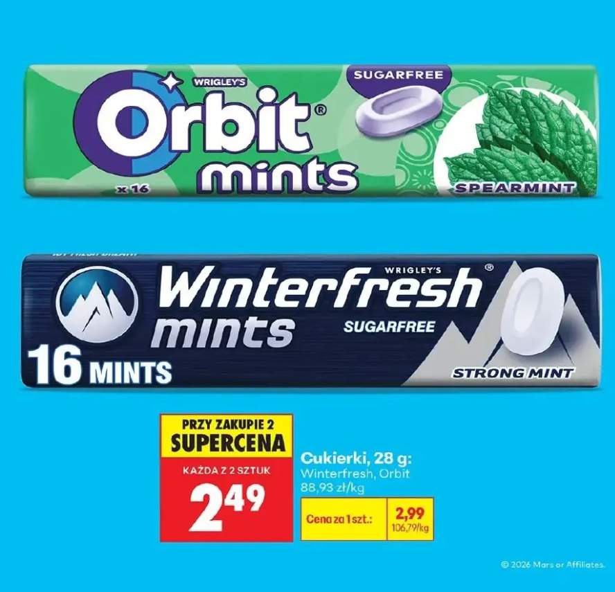 Cukierki Orbit mints Spearmint sugarfree