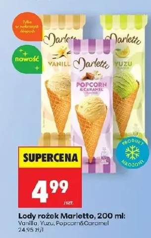 Lody rożek Marletto Vanilla