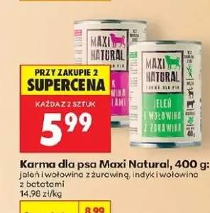 Karma dla psa Maxi Natural jeleń i wołowina z żurawiną