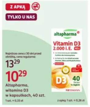 Witamina D3 w kapsułkach Altapharma 2.000 I.E.