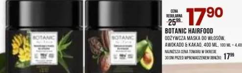 Odżywcza maska do włosów awokado i kakao Botanic Hairfood