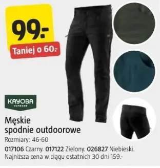 Męskie spodnie outdoorowe Kayoba zielone rozmiary 46-60