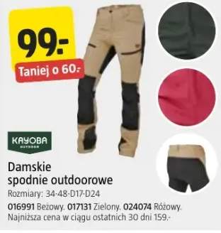 Damskie spodnie outdoorowe Kayoba zielone rozmiary 34-48-D17-D24