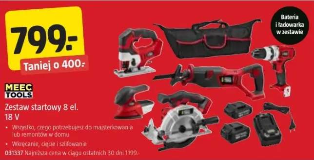 Zestaw startowy narzędzi Meec Tools 8 el. 18V