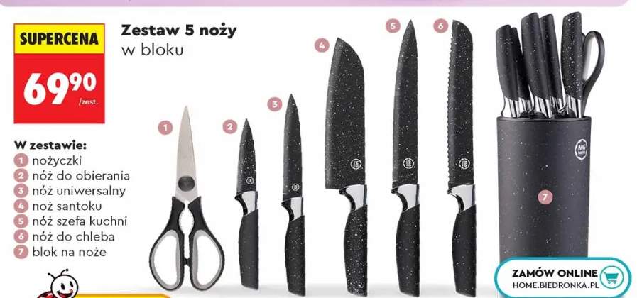 Zestaw 5 noży w bloku MG home