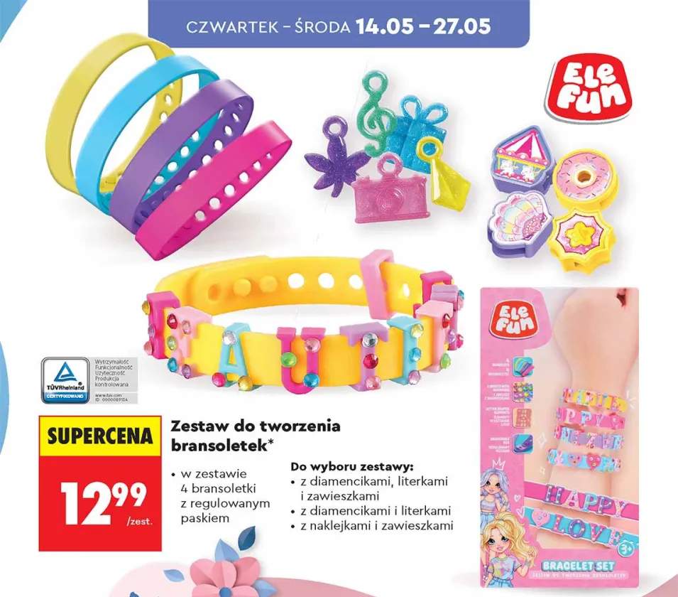 Zestaw do tworzenia bransoletek Ele Fun z diamencikami i literkami