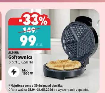 Gofrownica ALPINA 5 serc czarna 1000W